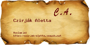 Czirják Aletta névjegykártya