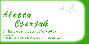 aletta czirjak business card